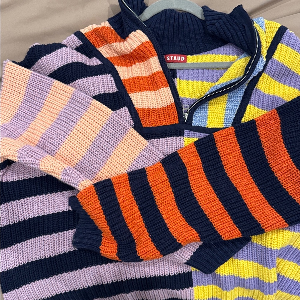 Colorblock Striped Half-Zip Women's Sweater - Multicolor Hampton SWEATER - Picture 5 of 5